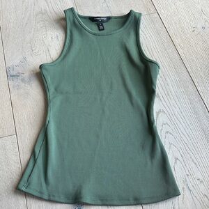 White House Black Market Green Ribbed Tank Top